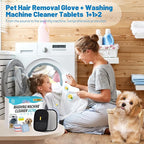 2-in-1 Pet Hair Removal Kit, Washing Machine Cleaner Tablets & Reusable Pet Hair Removal Glove for Cats and Dogs, Remove Stubborn Pet Hair | Complete Solution for Pet Owners