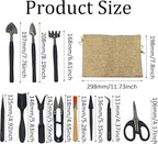 13Pcs Succulent Tools Set Mini Garden Tools Kit for Indoor Bonsai Cactus Care with Pruning Shears Scissors Transplanting Tools for Houseplant