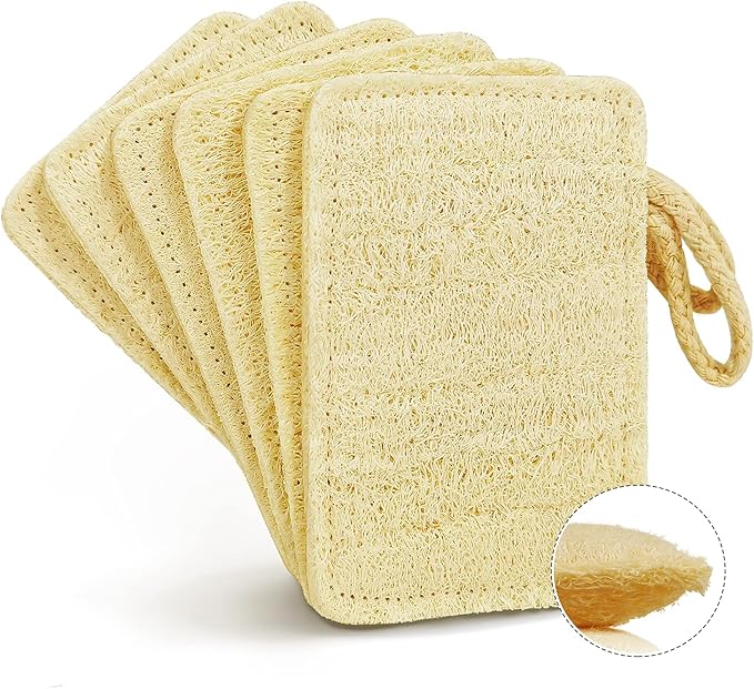 Natural Loofah Kitchen Dish Sponges Scrubber (6Pack), Non-Scratch Scrub Cleaning Sponge, Green Eco-Friendly Plant Fiber Biodegradable Loofah Sponges