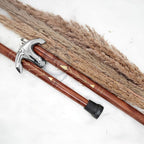 Deluxe Walking Sticks | Rosewood Crafted Cane with Solid Brass Chrome Decorative Bars | Nagina International