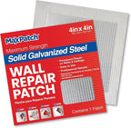 MaxPatch® 4 in. x 4 in. Solid Metal Self-Adhesive Wall Repair Patch (3-Pack) – Durable Galvanized Metal, Easy Application for Drywall, Plaster, and Ceiling Repairs