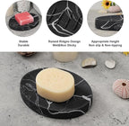 Soap Dish Bathroom Resin Marble Look Bar Soap Holder for Shower Soap Tray for Kitchen Sink(Marble Black)