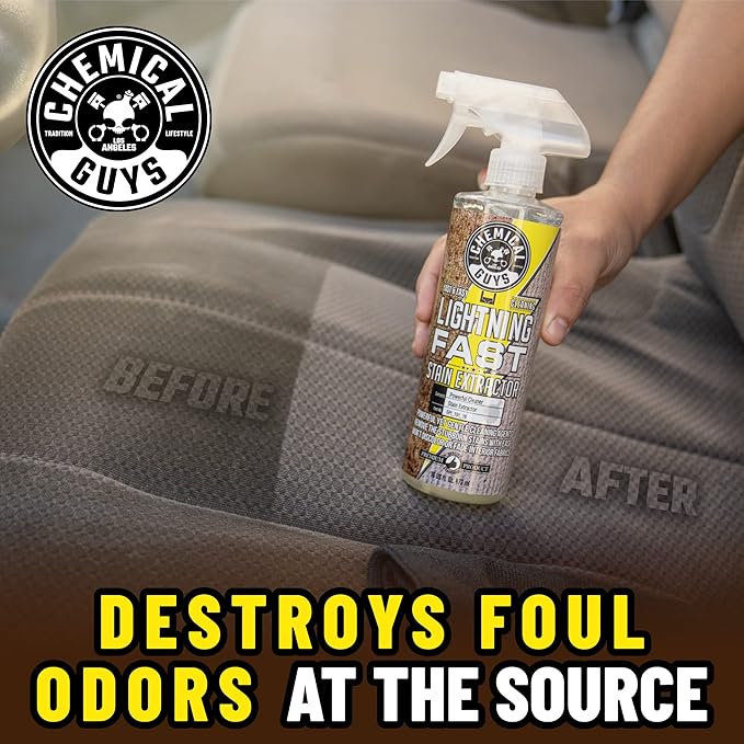 Chemical Guys Lightning Fast Carpet and Upholstery Stain Extractor, (Fabric, Upholstery, & Carpet), Safe for Cars, Home, Office, Furniture & More, 32 fl oz, Fresh Scent