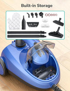 Steam Cleaner for home, 80PSI 293°F Multipurpose Heavy Duty Canister Steamer,Built-In Storage, Handheld Steam Mop for Home Car Upholstery Bed Furniture Carpet Bathroom Tile Grout Floor Cleaning, Blue