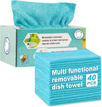 40 Pack Microfiber Cleaning Cloth with Box, Scratch & Streak-Free, Bulk Towels for Home, Reusable Microfiber Towels for Cars, Cleaning Rags, 8 x 8 in, Blue