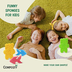 Pop-Up Compostable Sponges 12-Pack – Eco-Friendly Biodegradable Cellulose Kitchen Sponges (Plastic-Free, Non-Scratch, Compressed & Expanding) for Dishes, Kitchen & Bathroom by Award Winning Composty