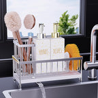 Cisily Dish Soap Dispenser, 12 fl oz Kitchen Soap Dispensers with Sponge Holder, Stainless Steel Pump Glass Kitchen Soap Dispenser Set, Hand and Dish Soap Bottle Set, Kitchen Decor Accessories