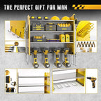 Power Tool Organizer Wall Mount, 4 Tier Tool Organizer For Space Saving,Used For Electric Drills, Saws And Toolbox Parts, Wall Hooks