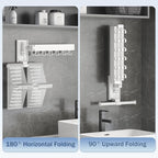 Drying Rack, Wall Mounted Clothes Rack, Aluminum, 220lbs Capacity, Foldable, White