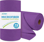 AIDEA Microfiber Cleaning Cloth Roll, 75PK, Reusable Paper Towels Tear Away Cloth, Microfiber Towels for Cars, Lint Free Cleaning Rags for House, Kitchen, Window, 11.5"×11.5", Purple