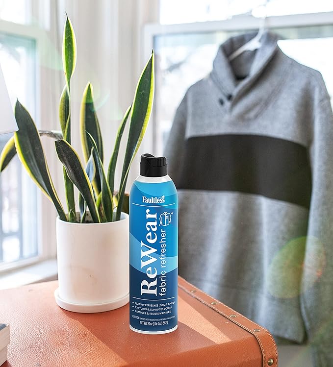 Faultless ReWear Dry Wash Spray for Clothing – Wrinkle Remover, Fabric Refresher Spray, Captures Odors – Like Dry Shampoo for Clothes: Fresh Look W/Out Laundry, 20oz