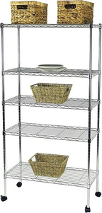Displays By Jack 5 Tier Heavy Duty Wire Shelving Unit Storage Rack for Products Plant Pantry, Garage, Laundry Racks Durable Shelf Organizer Shelves Stand 14" W x 30" L x 60" H, Chrome