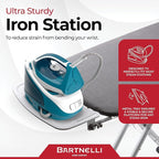 Bartnelli Extra Wide Pro Ironing Board 19x48 Ironing Surface with Iron Rest, Cord Holder, Shelf and 4 Layer Heat Resistant Cover and Pad