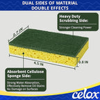 CELOX 6 Pack Dish Sponge for Kitchen, Dual Sided Scrub Heavy Duty, Non Scratch Sponges Perfect for Dishwashing and Household Cleaning, Highly Absorbent and Easy to Dry for Reuse