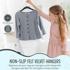 TechZoo 50 Premium Kids Velvet Hangers - 14" Non-Slip Clothes Hangers for Kids & Preteens - Ultra Slim, Space-Saving, Strong & Durable Hangers with 360° Swivel Hook - Black