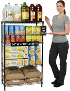 Displays By Jack 4 Tier Wire Shelving Unit Storage Rack, Metal Heavy Duty Utility Organization Units for Products Plant Standing Shelf, Pantry, Garage, Shelf Stand, Black, 14" W x 30" L X 48" H