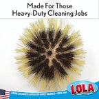 Lola Products Replacement Heads for The Original Pot & Pan Brush, Brass Wire & Tampico Bristles, Birch Hardwood, Heavy Duty Cleaning - 3 Pack