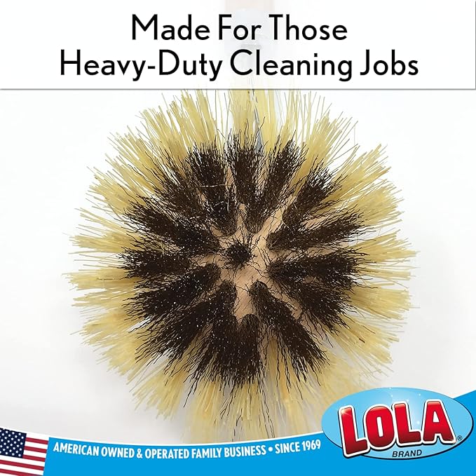 Lola Products Replacement Heads for The Original Pot & Pan Brush, Brass Wire & Tampico Bristles, Birch Hardwood, Heavy Duty Cleaning - 3 Pack