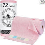 Matthew Microfiber Cleaning Cloth Roll 72Pack (12" x 12") Reusable Paper Towels&Washable Tear Away Towels,Ultra Water Absorbent Lint&Streak Free Cleaning Rags for Glass,Dishwash,Bathroom,Cars-Red