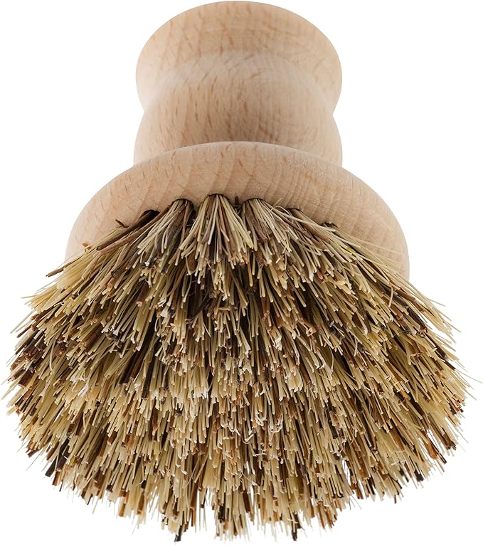 Redecker Pot Brush with Union Fiber Bristles, 2-1/2-inch Diameter, Brown Beechwood Handle, Made in Germany