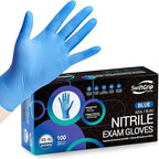 Disposable Nitrile Exam Gloves, Blue, Nitrile Gloves Disposable Latex Free, Medical Gloves, Cleaning Gloves, Food-Safe Rubber Gloves, Powder Free, Non-Sterile, 100-ct Box (Medium)