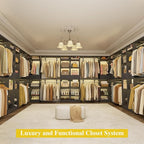 Unikito 10-15FT Closet Systems, Large Wood Walk in Closet Organizer with Hanging Rods and Drawers, Heavy Duty Closets Wardrobe with Shoe Racks, Sturdy Reversible Clothes Closet Kit, Black, Set of 2