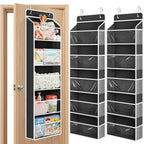 JARLINK 2 Pack Toy Stuffed Animal Storage, Over The Door Organizer W/Clear View Windows, 44lb Load, Baby Toy Storage Organizer for Nursery, Kid Bedroom, Newborn Baby Essentials (Black)