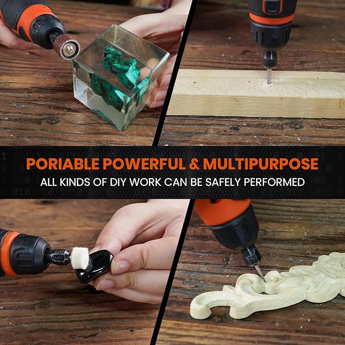 HARDELL 12V Cordless Rotary Tool, 6-Speeds Rotary Tool Kit, 30000RPM Power Rotary Tools with 94 Accessories for Engraving, Sanding, Polishing, Cutting, Carving, DIY and Craft Projects