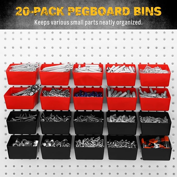 ELEAD 297 Piece Pegboard Hooks Kit, Peg Board Organizer Accessories with Bins for Organizing Various Tools, Fit 1/8 or 1/4 inch Pegboard for Hanging Storage, Garage Kitchen Bathroom Craft Room
