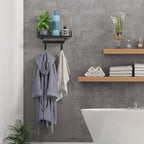 ORLESS Ironing Board Hanger Metal Wall Mount Iron and Ironing Board Holder, Laundry Room Decor and Storage with Large Storage Black Wooden Base Basket