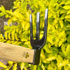 14 inch Japanese Hand Tiller/Rake for Garden, 3-tines Cultivator, Without Welding, Oak Handle, for Digging, Soil Preparation, Chopping Through Roots and Hard Soil and Other Gardening tasks