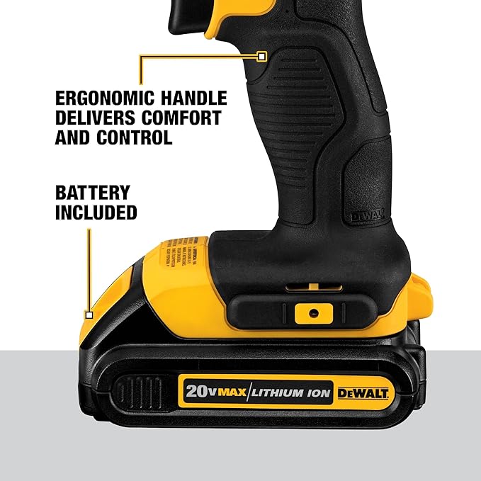 DEWALT 20V Max Cordless Drill Driver Set, 2 Speed, High Performance Motor, Includes 2 XR 1.3Ah Li-Ion Batteries, Charger and Contractor Bag (DCD771C2)