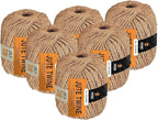 Jute Twine - 2 Ply Brown Roll 338 Feet Natural Jute String for Crafts, Packaging, Wrapping, Decorative Rope Cord for Hanging Ornaments (6 Packs)