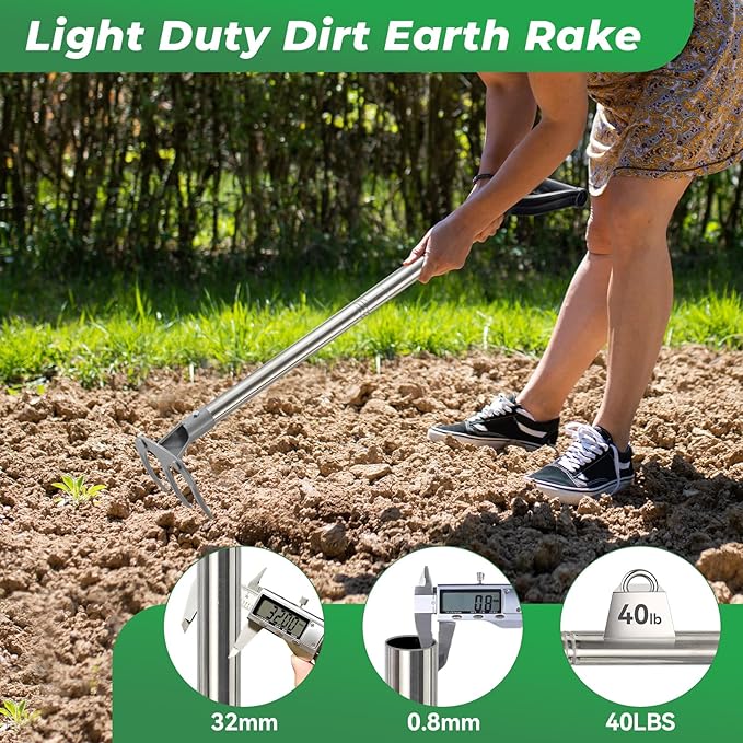 Professional Garden Hoe 63 Inch Long with Adjustable Long Handle - Heavy Duty Weeding & Cultivating Tool for Gardening, Lawn, and Yard Work