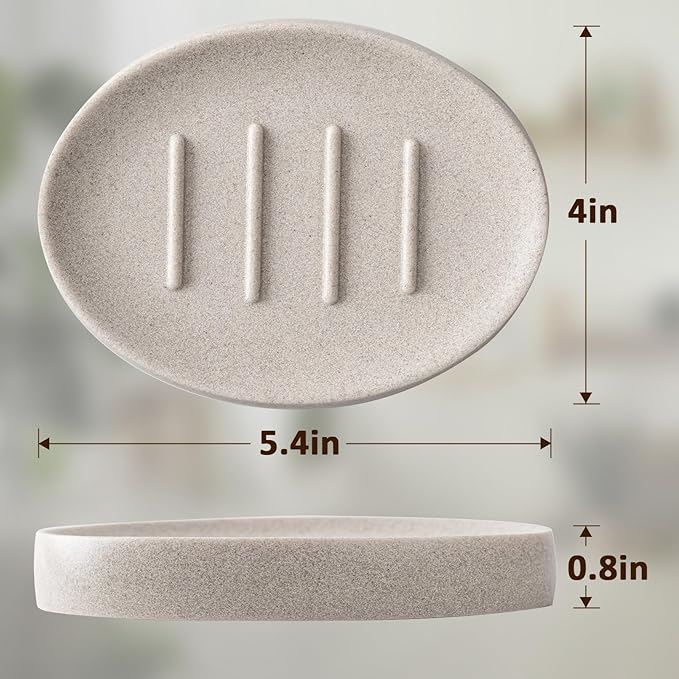 Soap Dish Bathroom Resin Soap Holder Soap Tray for Shower Sponge Holder for Kitchen Sink 2 Pack(Beige)