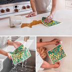 Papaya Reusable Paper Towels 2-Pack - 2 Sheets + 1 Hooks, Quick Drying, No Odor, 1 Sheet Replaces 17 Rolls, Washable Kitchen Cloth, Sustainable Dish Sponge, Eco Friendly Gift