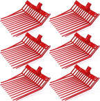 Lasnten 6 Pack Manure Fork Replacement Heads 12 Tines Heavy Duty Pitchfork Heads with Screws & Nuts Durable Horse Manure Rake for Picking up Grass Hay Animal Waste(Red)