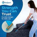 PetLovers EzLint Mega 52" Carpet Rake & Pet Hair Removal Tool – Dog & Cat Hair Remover Broom with Adjustable Handle & Extra Wide Head for Carpets, Rugs & Stairs Ocean Blue