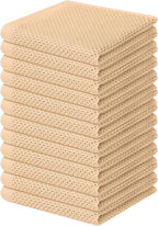 Homaxy 100% Cotton Waffle Weave Kitchen Dish Cloths, Ultra Soft Absorbent Quick Drying Dish Towels, 12 x 12 Inches, 12-Pack, Apricot