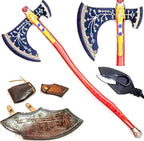 Kraatos War Axe Viking Battle Axe, Replica Ax - Handmade Forged Stainless Steel Axe Prop Tool with Viking Axe Hatchet, Solid Wood Handle Skarde, Seax Men's Gift