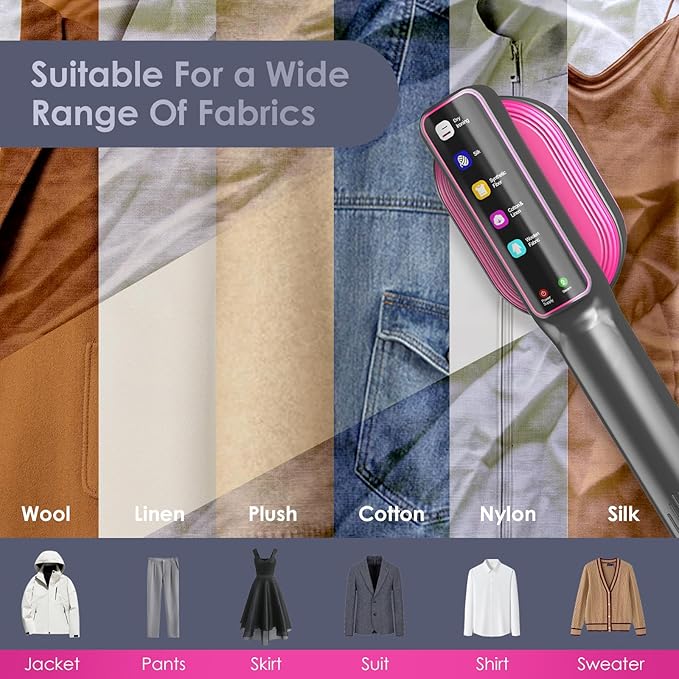 Handheld Garment Steamer 15-Second Fast Heat-Up 5 Mode LCD Touch Display Portable 1200W Steamer for Clothes 110ml Tank Wet/Dry Ironing for Travel Home & Business