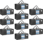 VENO 10 Pack Moving Bags Extra Large Storage Bags for College Move-In, Heavy-Duty Storage Totes, Packing Boxes, and Wardrobe Moving Supplies - Durable Laundry Bags for Clothes (Gray w/Window, 10 Pack)