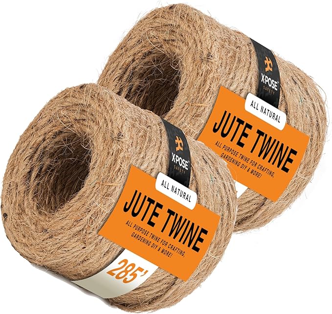 Jute Twine - 1 Ply Brown Roll 285 Feet Natural Jute String for Crafts, Packaging, Wrapping, Decorative Rope Cord for Hanging Ornaments (2 Packs)