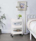 SunnyPoint 3-Tier Delicate Compact Rolling Metal Storage Organizer - Mobile Utility Cart Kitchen/Under Desk Cart with Caster Wheels - WHT (15.35" X 10.24" X 26.8"H)
