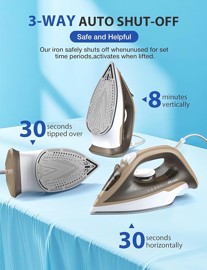 Large Irons Steamer for Clothes, 1500W Iron Non-Stick Ceramic Soleplate, 500 Microsteam Holes, Powerful Steam Iron, Auto shutoff, Self-Cleaning, 12.31oz Water Tank Ironing Clothes for All Fabrics