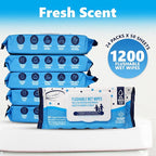 Air Jungles Flushable Wipes 1200 Wipes, Extra Large 7"x7", Fresh Scent Wet Wipe, Moisturizing with Aloe Vera & Vitamin E, for Adults and Babies