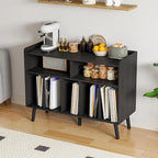 ChooChoo Record Player Stand, Turntable Stand with Vinyl Storage, Record Player Cabinet Up to 350 Albums, Cube Storage Organizer for Living Room, Black