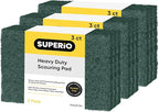 Scouring Pad Non-Scratching Scrubber Non-Scratch Cleaning Scrub Pads Heavy Duty Scouring Pad Reusable Kitchen Scrubbing Pad Pack of 9 Green, by Superio