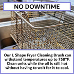 L-Shaped Deep Fryer Cleaning Brush, Up to 750F High Heat Resistant Metal Bristles Fryer Cleaning Brush for Food Debris, Grease Build-Up in Kitchen & Restaurant Deep Fryers Coil by FryOilSaver Co. B53C