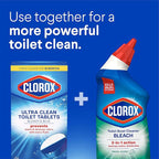 Clorox Ultra Clean Toilet Tablets Bleach & Blue, Rain Clean Scent 2.47 Ounces Each, 2 Count (Package May Vary)
